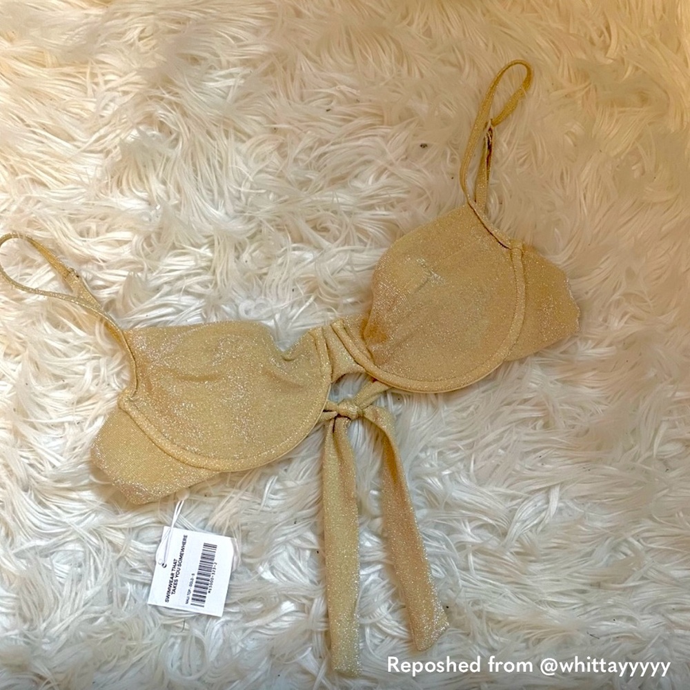 Beige Gold Sparkly Bikini Top ✨